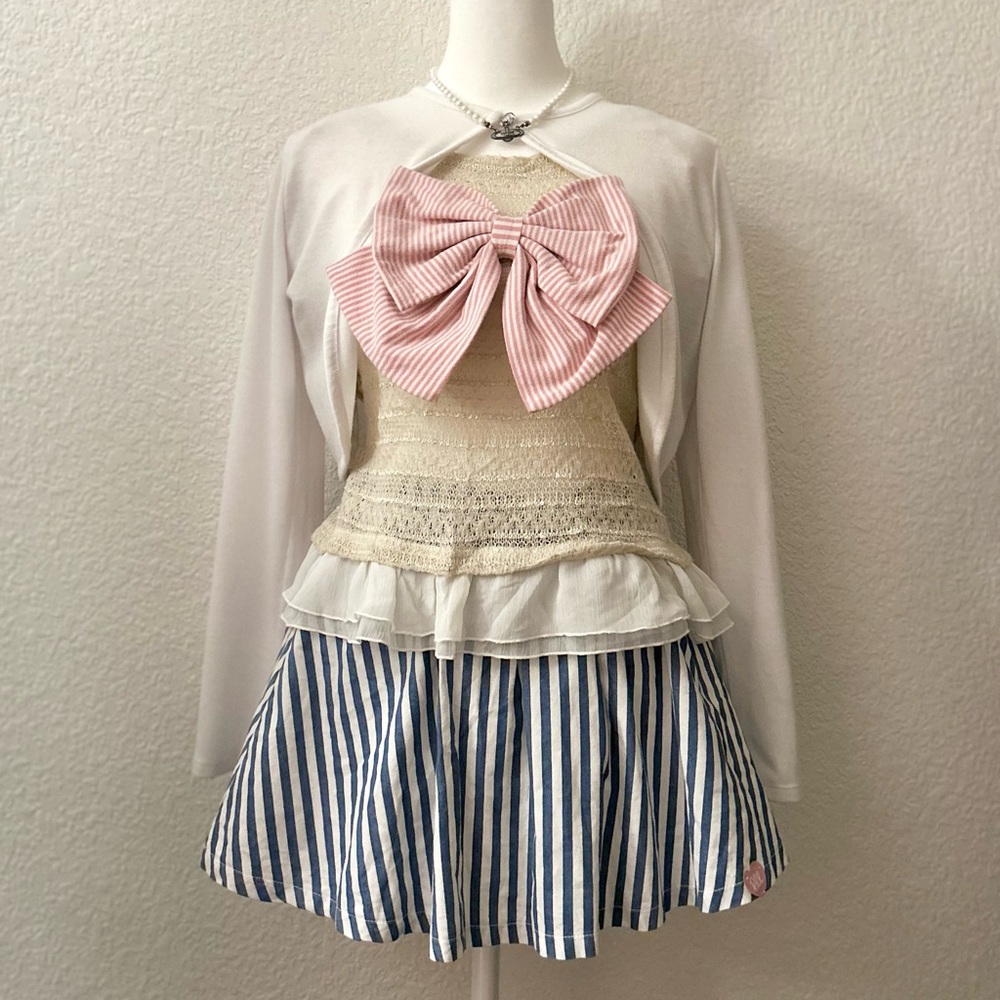 from japan🇯🇵blue and white striped skirt with tie front💝